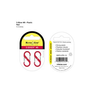 NITE IZE S-BINER PLASTIC SIZE #0 - 2 PACK RED