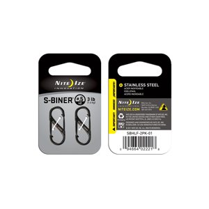NITE IZE S-BINER SIZE .5/2 PACK - BLACK