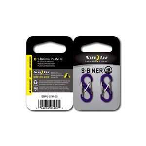 NITE IZE S-BINER PLASTIC SIZE #0 - 2 PACK PURPLE