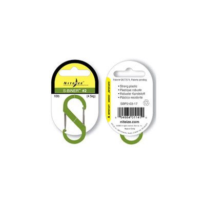 NITE IZE S-BINER PLASTIC SIZE #2 - LIME PKG