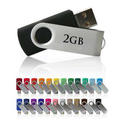 Clé USB Pivotant - 2GB - avec logo une couleur