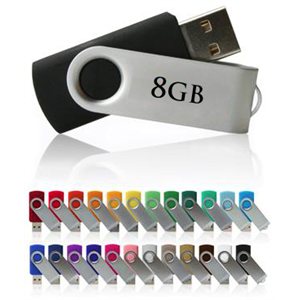 Swivel USB Drive - 8GB  - with 1 Colour Logo