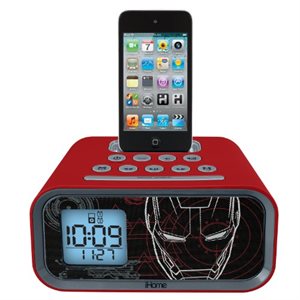 EKIDS Iron Man Dual Alarm Clock and 30-Pin iPod Speaker Dock**SDM