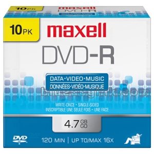 MAXELL DVD-R 4.7 RECORDABLE (JEWEL CASE) - 10 PACK