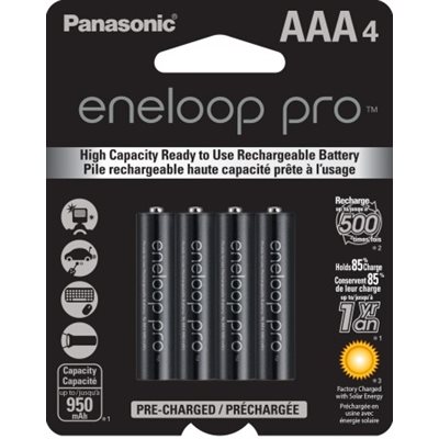 PANASONIC ENELOOP PRO BATTERIES HIGH CAPACITY PRECHARGED NI-MH 12 V -AAA X4 950 MAH