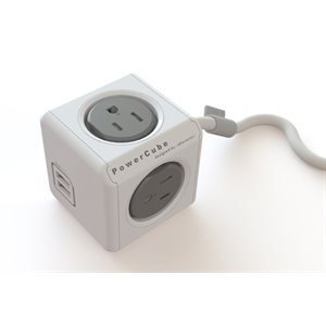POWERCUBE EXTENTED USB - 4 OUTLETS  2 USB W/ SURGE - GREY 10' CORD CETL