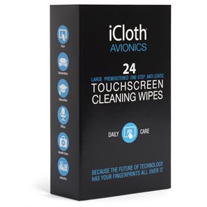 iCloth iCA24 AVIONICS TOUCHSCREEN CLEANING WIPES (24 WIPES)