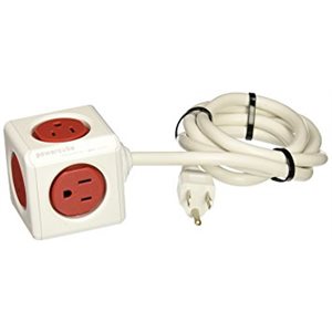 POWERCUBE EXTENDED - 5 OUTLETS - RED 5' CORD/1.5m W/ SURGE