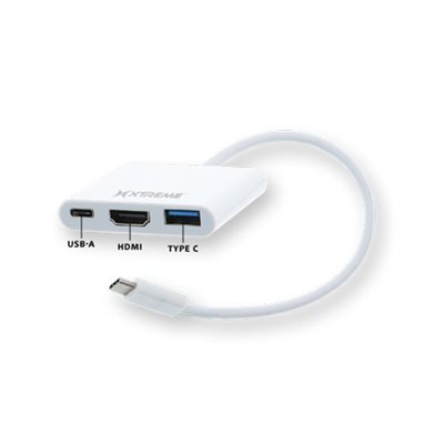 XTREME Type-C HUB convert to HDMI Type-C USB-A White