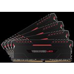 CORSAIR 64GB (KIT OF 4) 3000MHZ DDR4 DIMM 15-17-17-35 VENGEANCE BLACK HEAT 1.35V RED LED