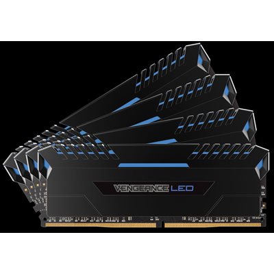 CORSAIR 64GB (KIT OF 4) 3200MHZ DDR4 DIMM 16-18-18-36 VENGEANCE BLACK HEAT 1.35V BLUE LED