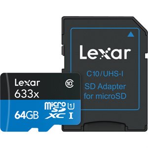 Lexar® 64GB High-Performance 633x microSDHC™/microSDXC™ UHS-I card