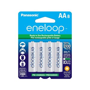 PANASONIC ENELOOP PRE-CHARGED RECHARGEABLE BATTERIES NI-MH AA 2000MAH 8-PACK