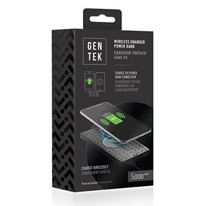Batterie et surface de recharge sans-fil Qi compatible GENTEK - 5000mAH (noir)