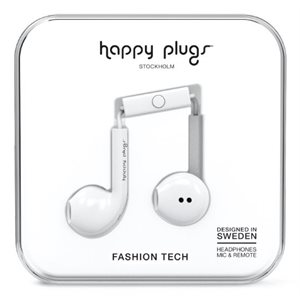 Happy Plugs - Écouteurs boutons Earbud Plus - Blanc