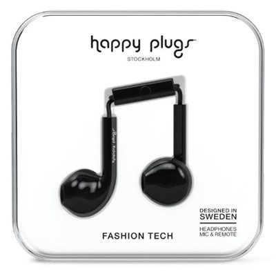 Happy Plugs - Écouteurs boutons Earbud Plus - Noir