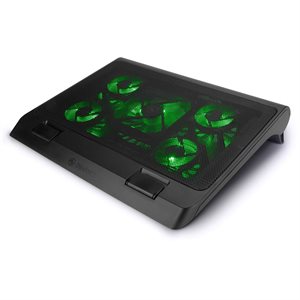 ACCESSORY POWER ENHANCE Laptop Cooling Stand with 5 LED Fans & Dual USB Ports Black with Green LED