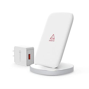 Adonit chargeur rapide sans-fil (Qi) et support avec chargeur USB - jusqu'à 10W - Blanc