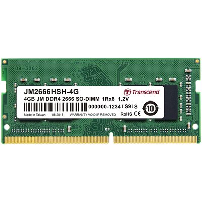 TRANSCEND 4GB JM DDR4 2666Mhz SODIMM 1Rx8 512Mx8 CL19 1.2V