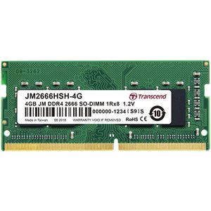 TRANSCEND 4GB JM DDR4 2666Mhz SODIMM 1Rx8 512Mx8 CL19 1.2V