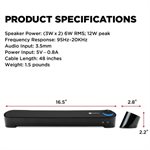 ACCESSORY POWER GOgroove SonaVERSE UBR Computer Sound Bar Speaker System BLACKOUT