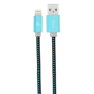 LAX Apple 10FT MFi Certified Durable Braided Nylon Lightning Cables-AQUA - ENG ONLY