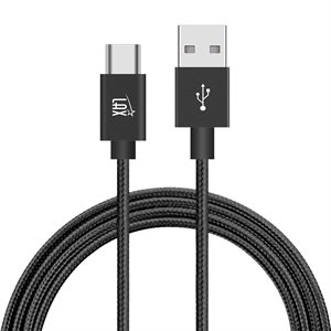 LAX 6FT Durable Braided Nylon Type-C to Type-A Cable  -BLACK - ENG ONLY