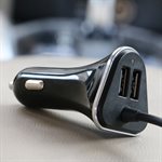 ARMORALL 7.2Amp 4 Port Car Charger with Hub Black