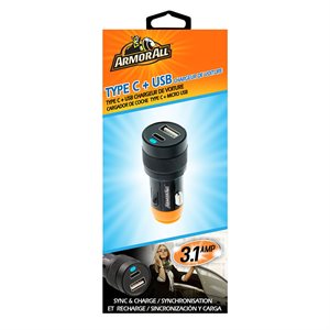 ARMORALL Type C & USB Car Charger 3.1A Black