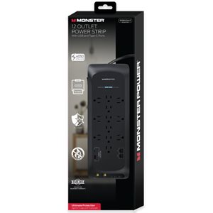 Monster Essentials Power strip surge protector, 12 AC Outlet