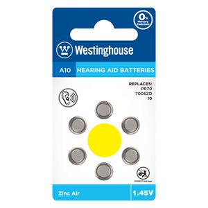 Westinghouse A10 Zinc Air battery for Hearing Aid (6 pcs per blister)