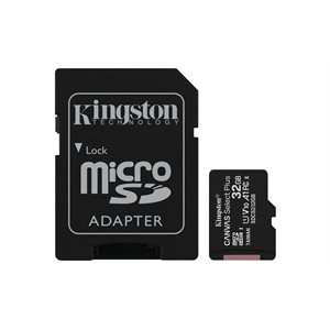 Carte MicroSDHC Kingston de 32GO Canvas Select Plus 100R A1 C10 + Adaptateur