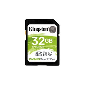 Carte SDHC Kingston de 32GO Canvas Select Plus 100R C10 UHS-I U3 V30