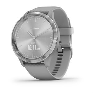 Garmin Vivomove 3 Worldwide Silver Stainless Steel Bezel with Powder Gray Case and Silicone Band