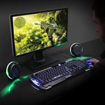 ACCESSORY POWER ENHANCE USB LED Gaming Speakers w/In-Line Volume Control & Powerful 5W Drivers-Blue