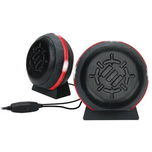 ACCESSORY POWER ENHANCE USB LED Gaming Speakers w/In-Line Volume Control & Powerful 5W Drivers-Red