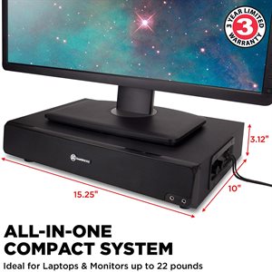 ACCESSORY POWER GOgroove SonaVERSE BSE Sound Base 3" Desk Monitor Riser w/ Powered Subwoofer