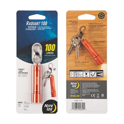NITE IZE Radiant 100 Keychain Flashlight (100 Lumens) - Orange