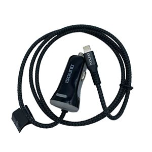 ISOUND DURAPOWER CRUISE 3' LIGHTNING CAR CHARGER CABLE REINFORCED WITH KEVLAR