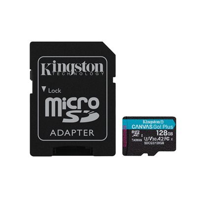 KINGSTON 128GB microSDXC Canvas Go Plus 170R A2 U3 V30 Card + ADP