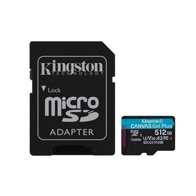 Kingston 512GB microSDXC Canvas Go Plus 170R A2 U3 V30 Card+ADP (Canada Retail)