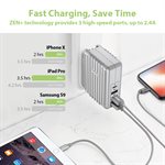 Zendure A-Series 4-Port 45W Wall Charger with PD & US UK EU Plug Silver ENG Only PKG