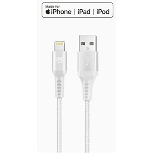 LAX 4FT Apple MFi Certified Durable Braided Nylon Lightning Cables - Silver
