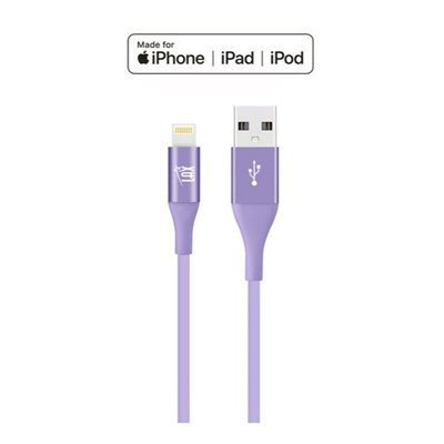 LAX 4FT Apple MFi Certified Durable Braided Nylon Lightning Cables - Slim Lavender