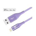 LAX 4FT Apple MFi Certified Durable Braided Nylon Lightning Cables - Slim Lavender