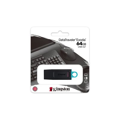 Kingston 64GB USB3.2 Gen 1 DataTraveler Exodia (Black + Teal)