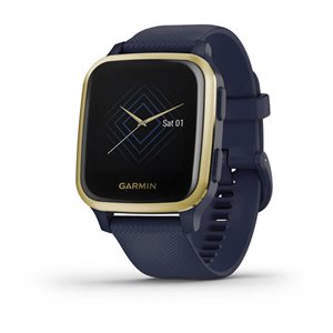 Garmin Venu Sq – Music Edition Light Gold Aluminum Bezel with Navy Case and Silicone Band