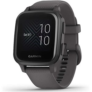 Garmin Venu Sq, Slate Aluminum Bezel with Shadow Gray Case and Silicone Band
