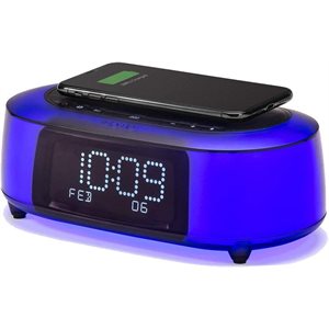 iHome iBTW281V2 Color Changing BT Alarm Clock Speaker w/Qi Wireless,Speaker Phone, & USB Charging