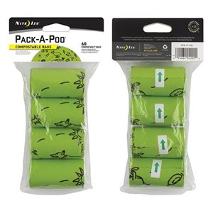 NITE IZE Pack-A-Poo Refill Bags - 4 Pack x 60 Compostable Bags